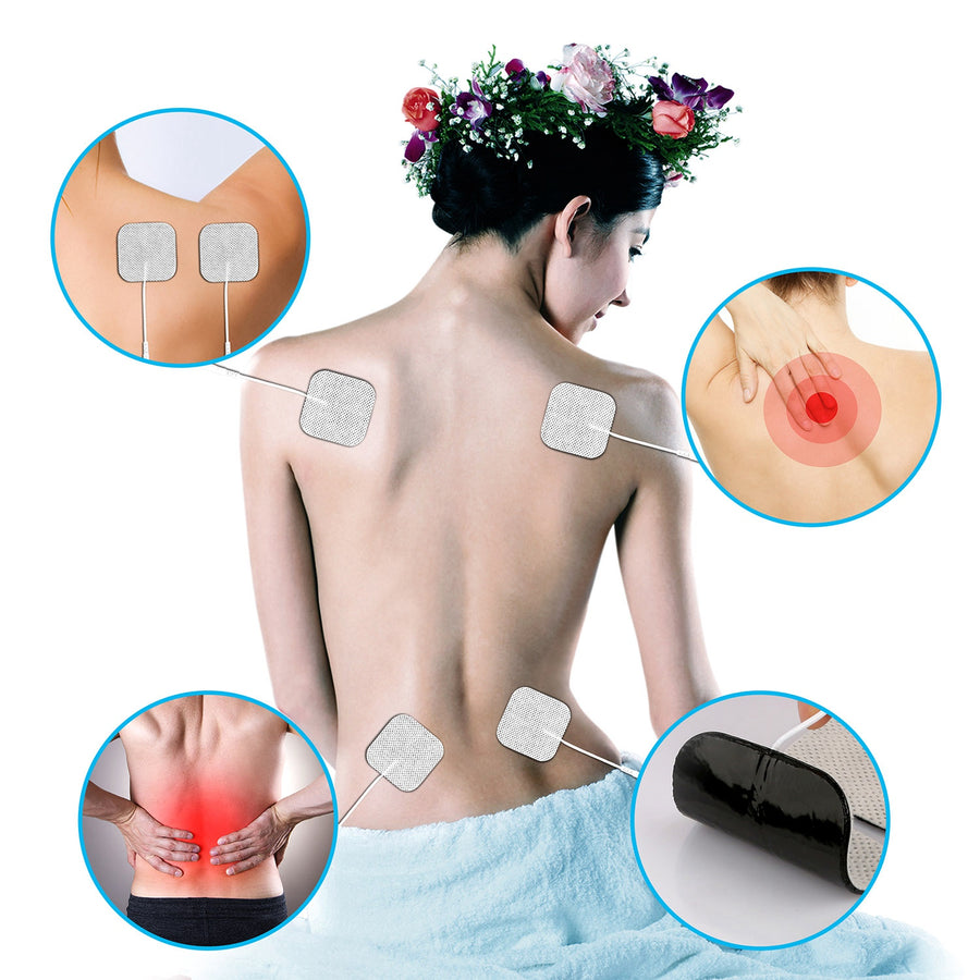 4Pcs Reusable Self Adhesive Replacement Electrode Pads For TENS/EMS Unit Muscle Relieve Electrode Pads