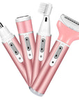 4 In 1 Women Electric Shaver Painless Rechargeable Hair Remover Eyebrow Nose Hair Cordless Trimmer Set Hair Exfoliation For Bikini Line Armpit Leg Gro