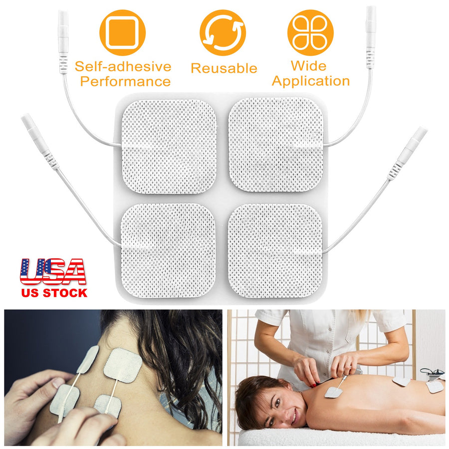 4Pcs Reusable Self Adhesive Replacement Electrode Pads For TENS/EMS Unit Muscle Relieve Electrode Pads