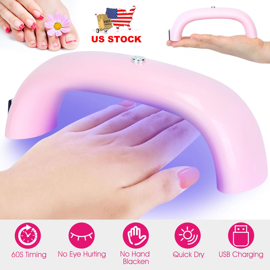 LED Nail Dryer Lamp 9W UV Nail Gel Polish Curing Lamp Portable Nail Drying Lamps w/ 60S Timer