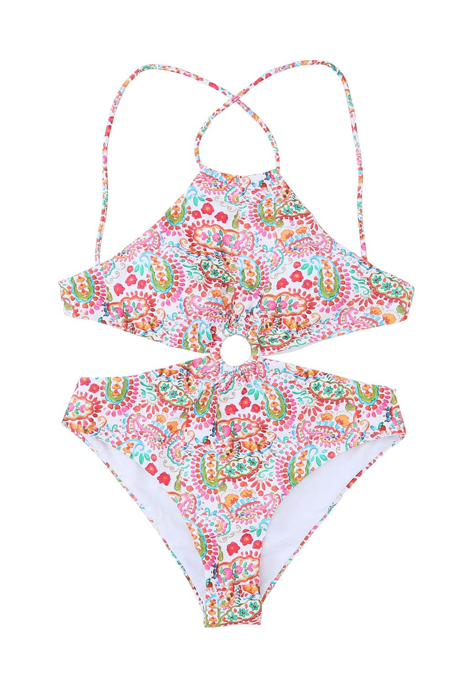 Multicolor Floral Print Lace Up Backless Monokini  Stylish Swimwear for Beach and Pool