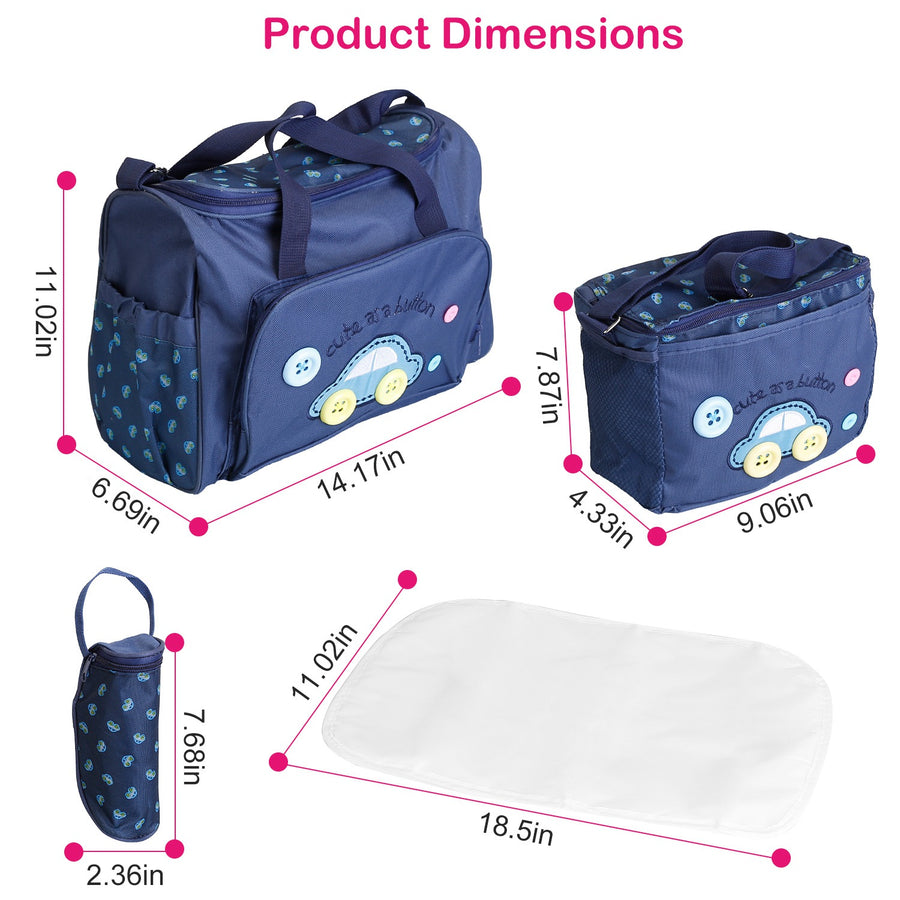 4Pcs Diaper Bag Tote Set Baby Napping Changing Bag Shoulder Mummy Bag with Diaper Changing Pad