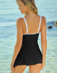 Black Strappy V Neck Backless One Piece Swimdress