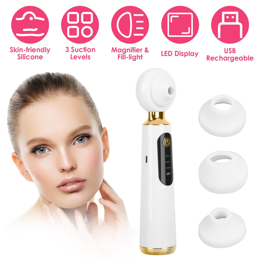 Blackhead Vacuum Remover Electric Acne Blackhead Comedone Extractor Remover Tool Facial Pore Cleaner Pimple Suction Tool