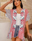 Wild Rose Bohemian Floral Animal Print Kimono Cover Up