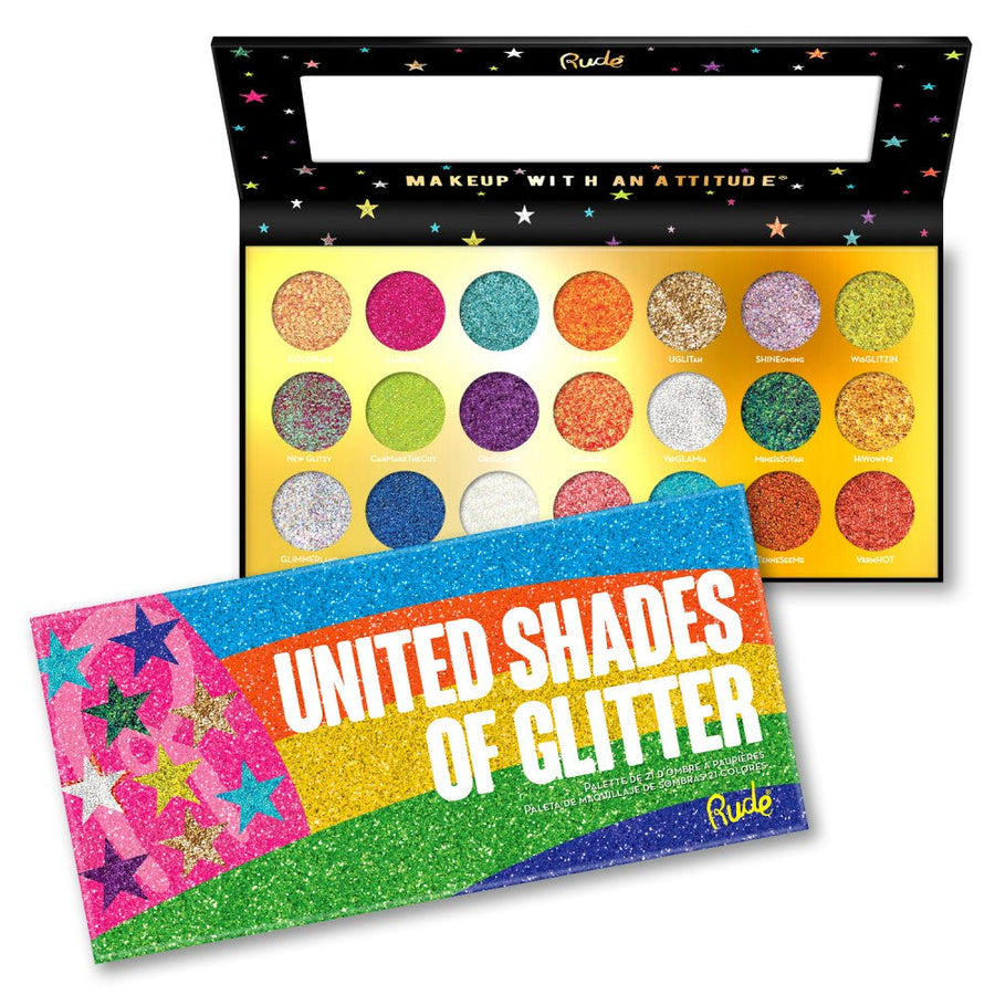 RUDE United Shades of Glitter - 21 Pressed Glitter Palette - Free Shipping