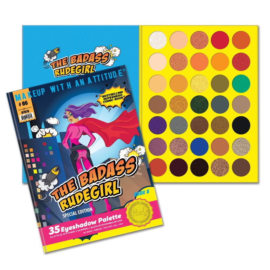 RUDE The Badass RudeGirl 35 Eyeshadow Palette - Book 6 - Free Shipping