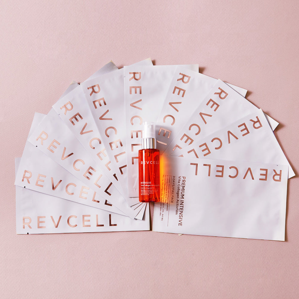 Revcell Premium Intensive Vita-Collagen Activfilm (10 Sheets / 55 ml) | Lifting, Firming & Brightening