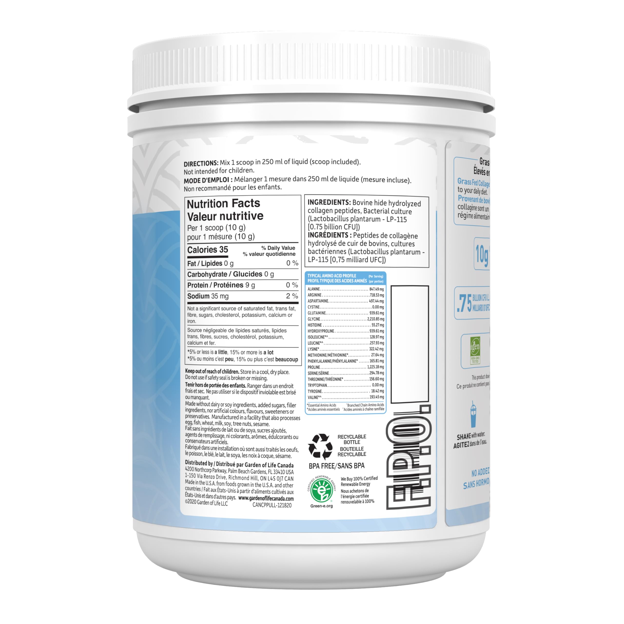 Garden of Life - Grass Fed Collagen Peptides (560g 6)