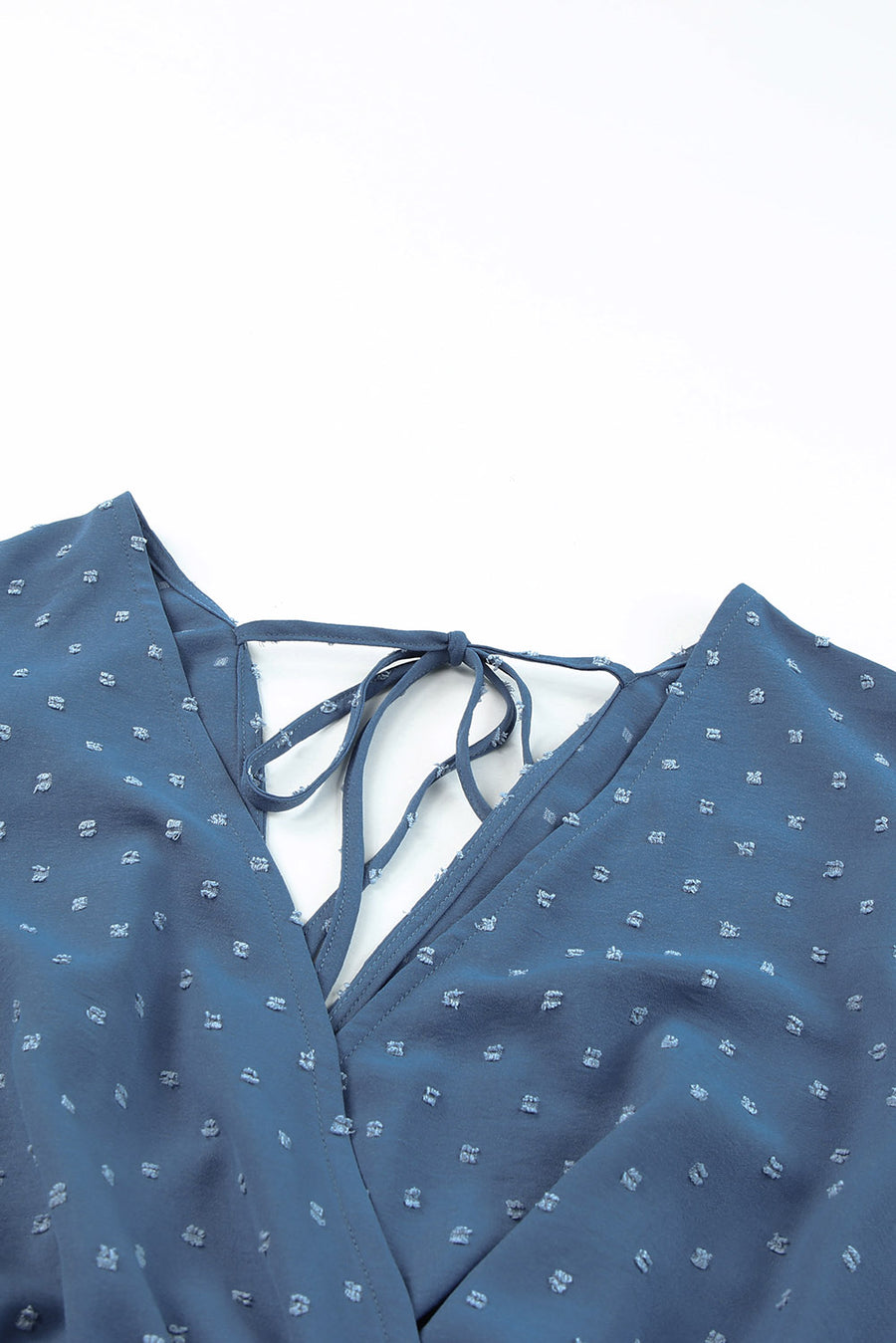 Skin Help Zone Women's Sky Blue Swiss Dot V Neck Wrap Beach Dress