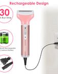 4 In 1 Women Electric Shaver Painless Rechargeable Hair Remover Eyebrow Nose Hair Cordless Trimmer Set Hair Exfoliation For Bikini Line Armpit Leg Gro