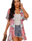 Wild Rose Bohemian Floral Animal Print Kimono Cover Up