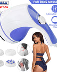 Electric Handheld Body Massager Full Body Vibrating Massager w/ 4 Interchangeable Massager Head w/ Mesh Cover