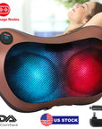 Back Neck Massage Pillow Thermotherapy Kneading Manipulation Massager Car Massage Pillow w/ Cigarette Charger Adapter Pain Relief Relaxing For Home Tr