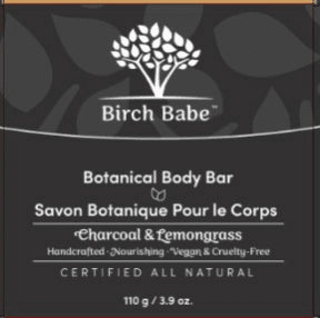 Birch Babe - Body Bar- Charcoal & Lemongrass (115g 28)