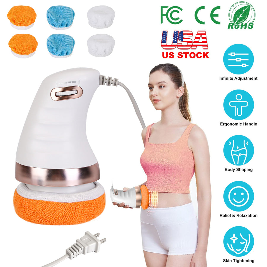 Electric Cellulite Massager Handheld Body Massager for Toning Full Body Vibrating Massager with 6 Skin-friendly Replaceable Covers for Men Women