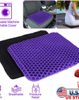 Gel Seat Cushion Non-Slip Breathable Honeycomb Sitting Cushion Pressure Relief Back Tailbone Pain Cushion Pad with Removable Cover for Car Office Chai