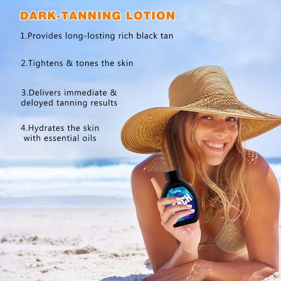 Sun Kissed Beach Dark-Tanning Lotion, 6.76oz, Long-Lasting Rich Tan Enhancer, Skin Tightening & Toning, Immediate Hydration, Quick Absorption