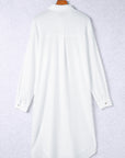 White Stylish Striped Button Up Long Sleeve Swimsuit Size Cover Up Salt White