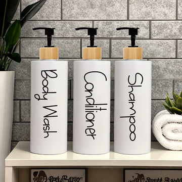 3pcs Unscented BPA-Free Plastic Pump Dispensers for Shampoo, Conditioner, and Body Wash - Sleek and Simple Bathroom Organization Bottles