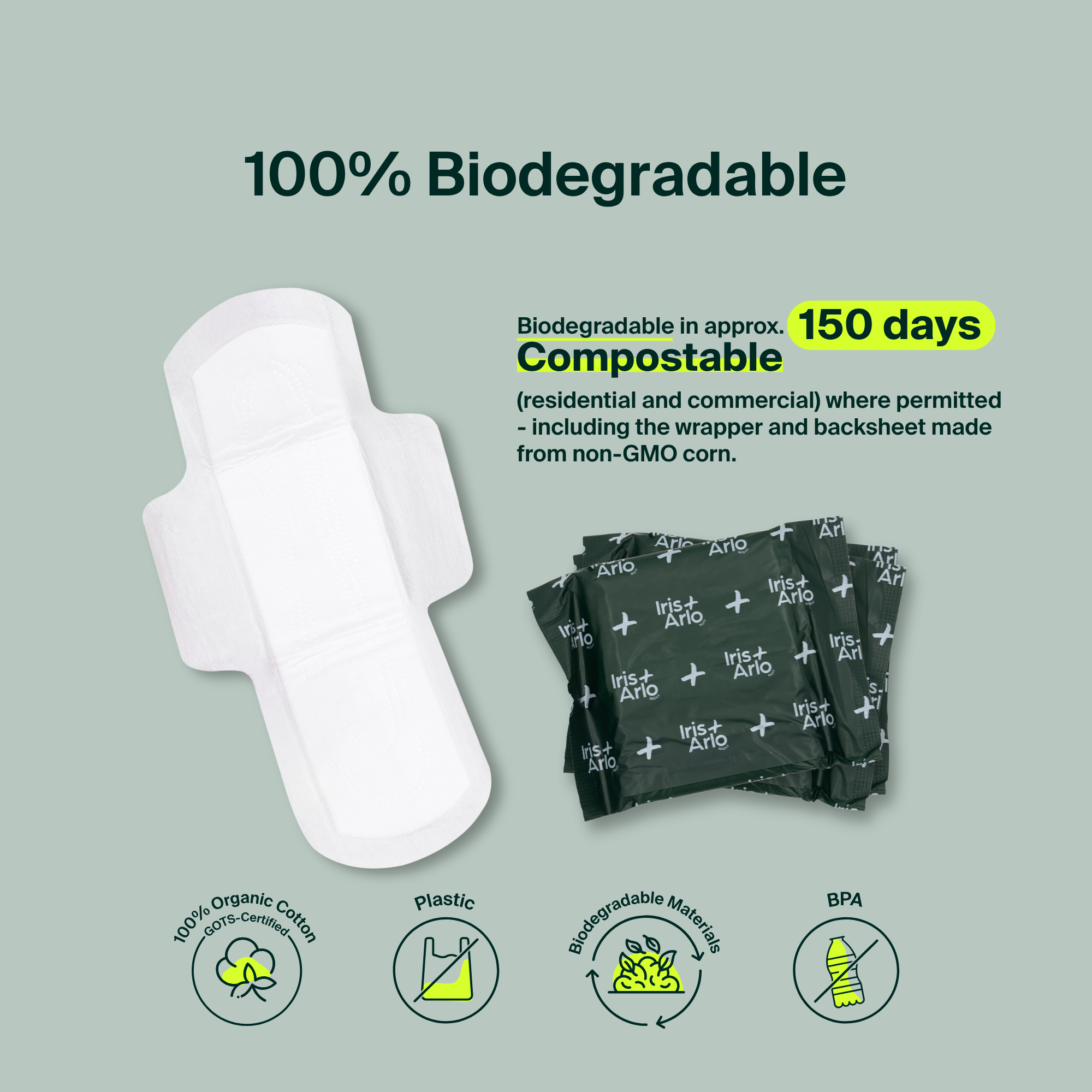 Bulk (34) - 100% Organic Night Pads - Resealable Bag