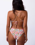 Multicolor Floral Print Lace Up Backless Monokini  Stylish Swimwear for Beach and Pool