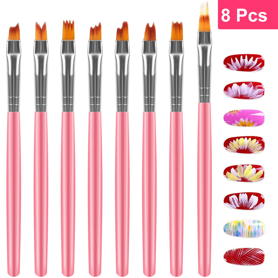 8PCS Nail Art Brush 3D Bloom Flower Painting Pen Set UV Gel Flower Drawing Manicure Nail Art Polish Brush For Professional Salon and Home DIY