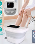 Collapsible Foot Spa Massager Electric Foot Soaker Tub Foldable Foot Spa Tub with Surfing Bubbles Heating Red Light Temperature Control Timer Remote C