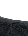 Black Hollow Out Lace Overlay Swim Shorts