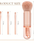 Travel Makeup Brushes Set: 4 in 1 Mini Cute Makeup Brush Retractable Professional Foundation Blending Powder Eye Shadow Brush for Women Facial Cosmetics Makeup Brush Set