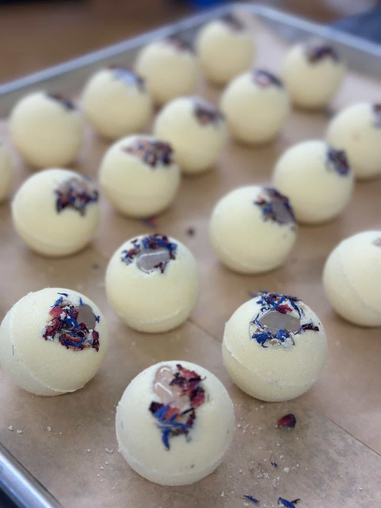 Botanical Bath Bomb – Handcrafted with Essential Oils, Dried Botanicals & Healing Crystals