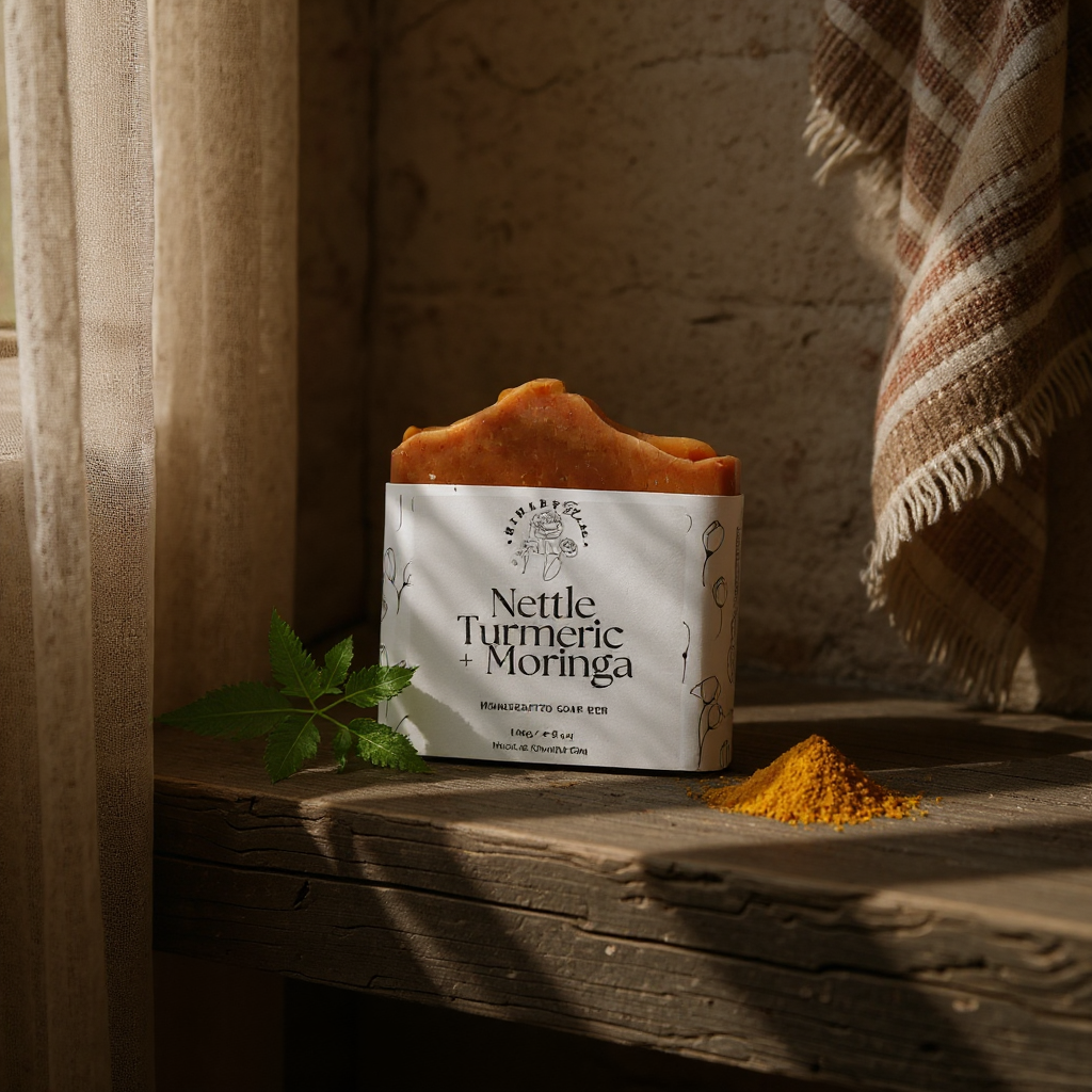 Nettle + Turmeric + Moringa Soap – Purifying, Brightening & Nourishing, 140g