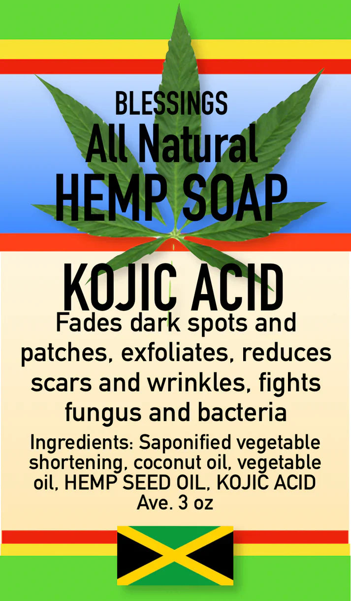 Blessings All-Natural Hemp Kojic Acid Face & Body Bar – Brightening, Exfoliating & Anti-Aging Cleanser