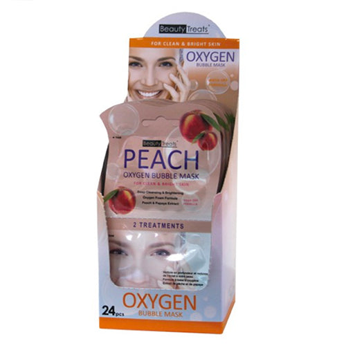 BEAUTY TREATS Peach Oxygen Bubble Mask - Display Box 24 Pcs - Free Shipping