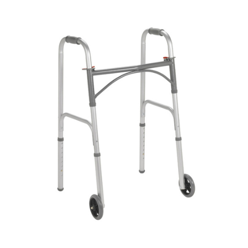 Folding Walker  Steel  Two Button  w/5  Wheels  Case/4