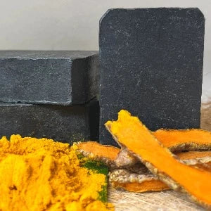 Blessings All-Natural Bamboo Charcoal Turmeric Face & Body Bar – Detoxifying, Soothing & Antioxidant-Rich Cleanser