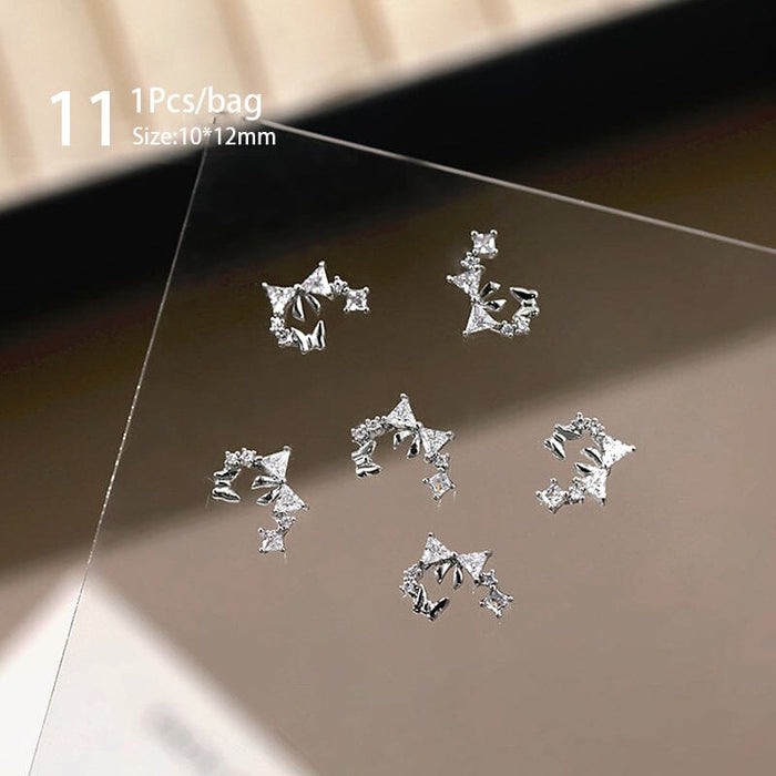 Silver Alloy Butterfly Bowknot Charm Rhinestones