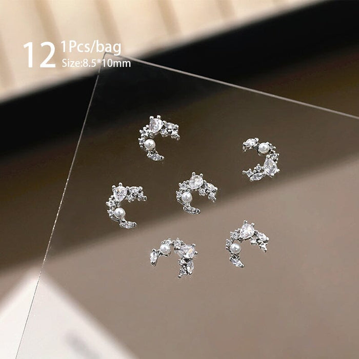 Silver Alloy Butterfly Bowknot Charm Rhinestones