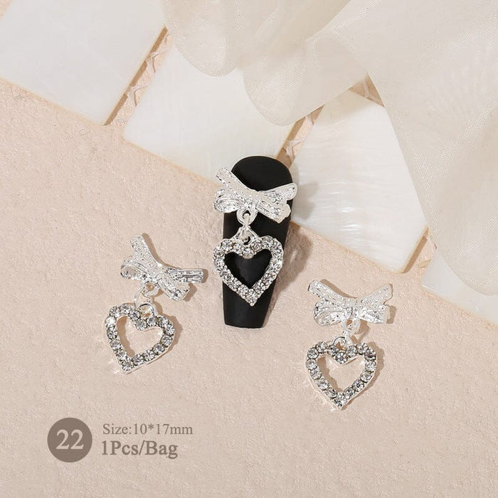 Butterfly Heart Pearly Alloy Nail Decoration