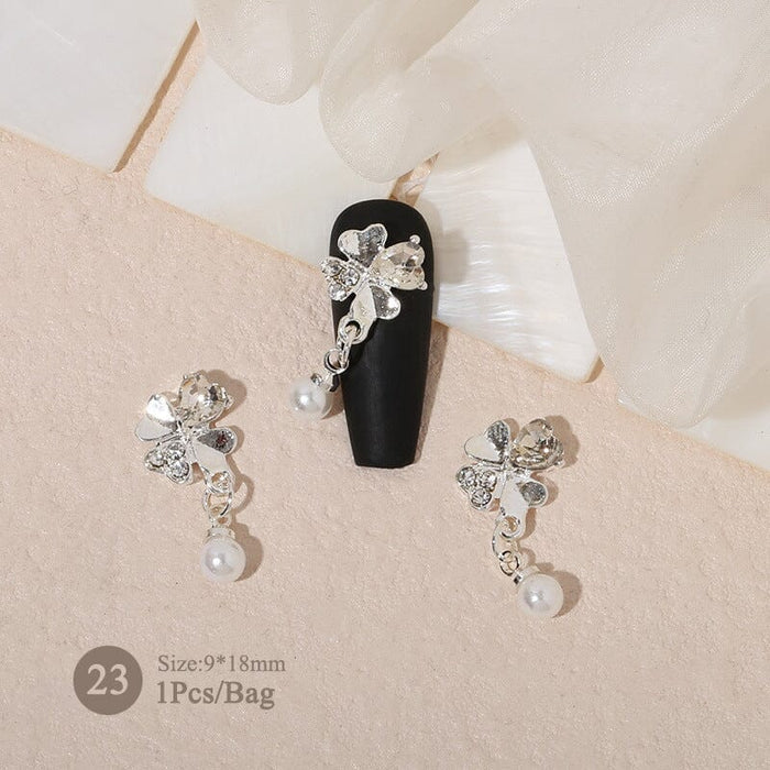 Butterfly Heart Pearly Alloy Nail Decoration