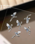 Silver Alloy Butterfly Bowknot Charm Rhinestones