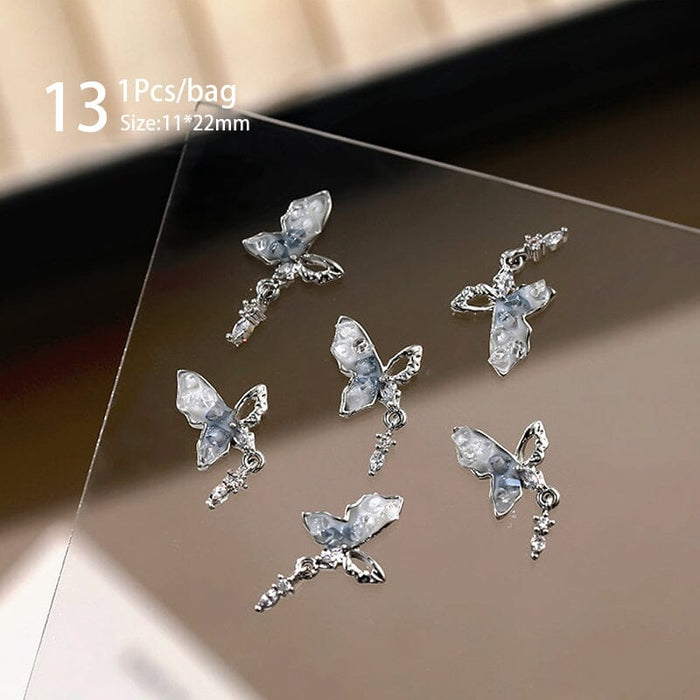 Silver Alloy Butterfly Bowknot Charm Rhinestones