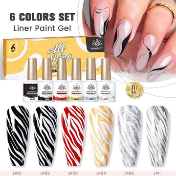 6 Colors Classic Liner Paint Gel Polish Set 10ml