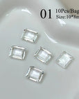 10pcs Rectangular Sugar Cube Rhinestones Nail Art Decoration