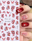 Fruit Flower Butterfly 5D Nail Stickers