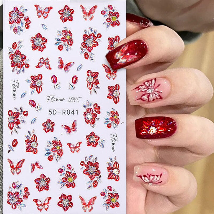 Fruit Flower Butterfly 5D Nail Stickers