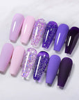 Purple Glitter 6 Colors Gel Polish Set 10ml