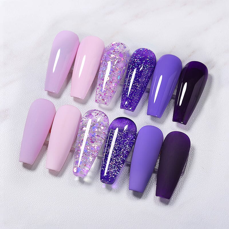 Purple Glitter 6 Colors Gel Polish Set 10ml