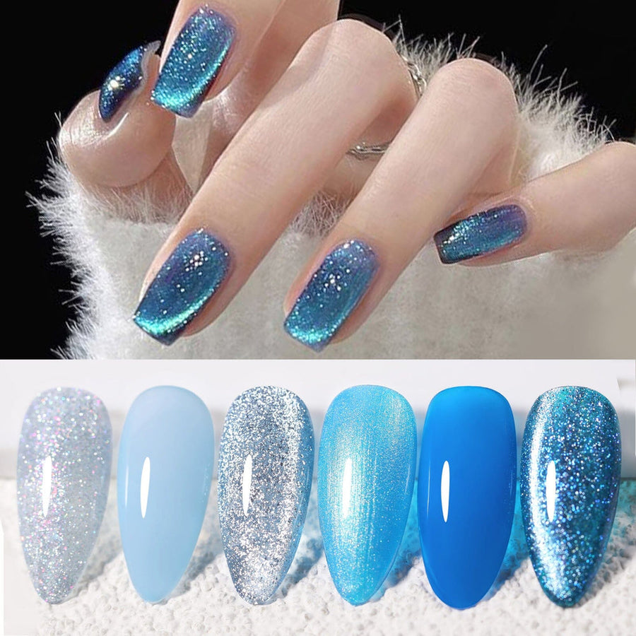 6 Colors Gel Polish Blue Stars Mixed Set 7ml