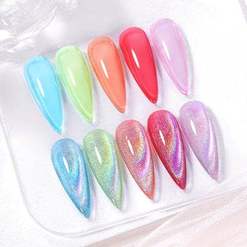 6 Colors Jelly Gel & Cat Magnetic Gel Polish Set #11 10ml